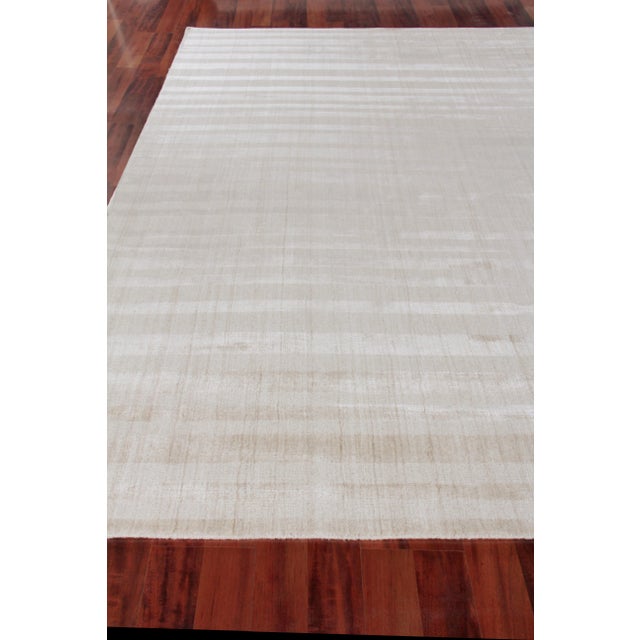 Iscar Hand loom Wool/Viscose Light Beige Rug-12'x15' For Sale - Image 4 of 8