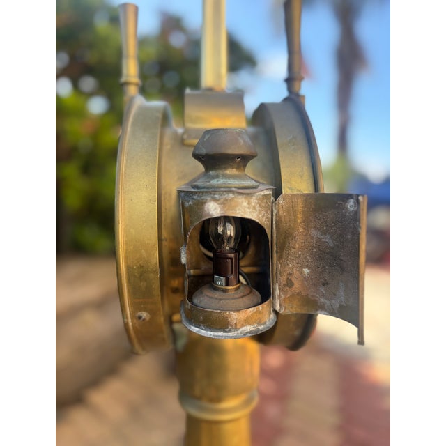 Metal Antique Early 20th Century Original Maritime Order Telegraph Modified Floor Lamp For Sale - Image 7 of 10