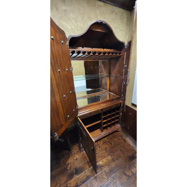 2010s Spanish Style Crotch Walnut Drinks Cabinet For Sale - Image 5 of 13