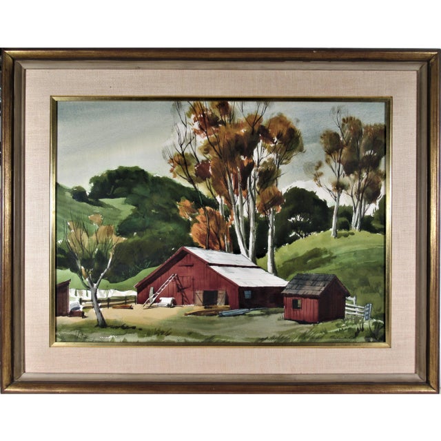 Green Frederick Cole, The Old Red Barn, Circa 1965 For Sale - Image 8 of 8