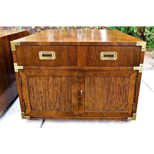 Vintage Campaign Henredon End Tables a Pair Chairish