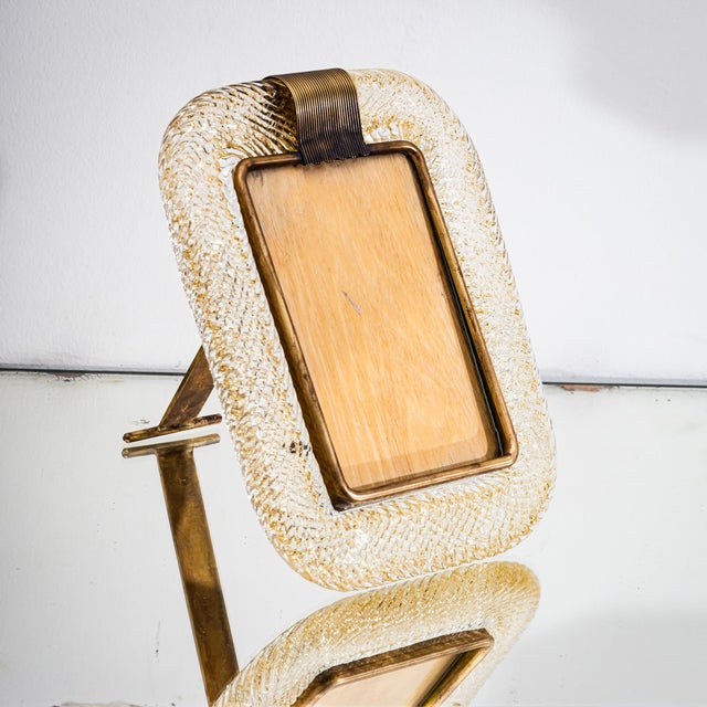 Wood Set of Three Murano Glass Table Frames by Barovier & Toso, Italy, Mid-20th Century For Sale - Image 7 of 11