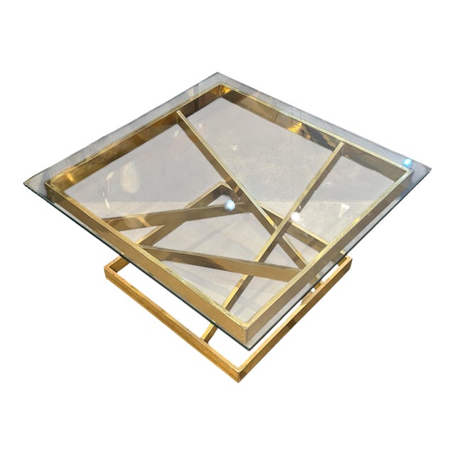 Regency Style Brass and Glass Coffee Table For Sale