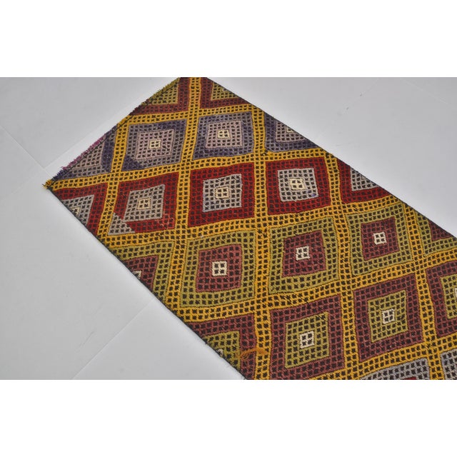 Small Vintage Geometric Kilim Rug For Sale - Image 10 of 10