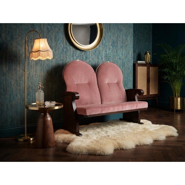A charming and rare double theater bench originating from the 1950s. This piece has been fully restored, featuring a...