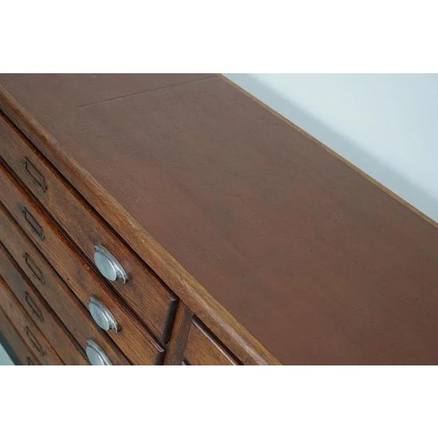 Vintage French Oak and Fabric Store Apothecary Cabinet, 1950s For Sale - Image 6 of 18