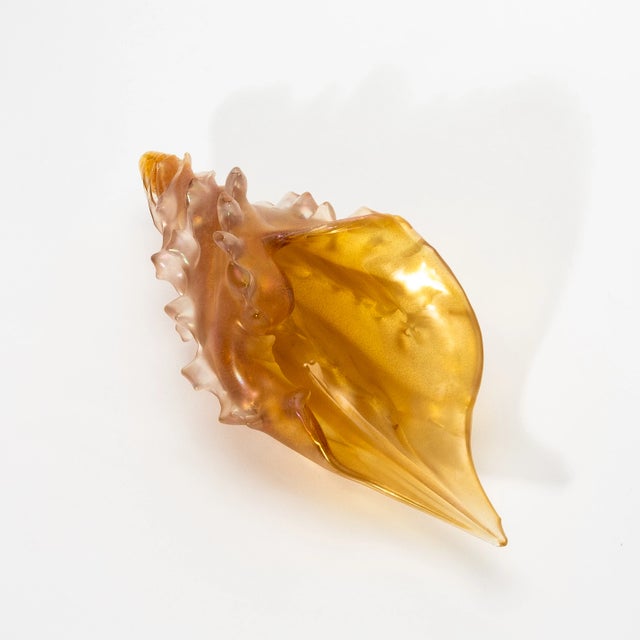 This hand-blown Murano shell in amber radiates timeless elegance, crafted by Venetian artisans with meticulous care. Its...