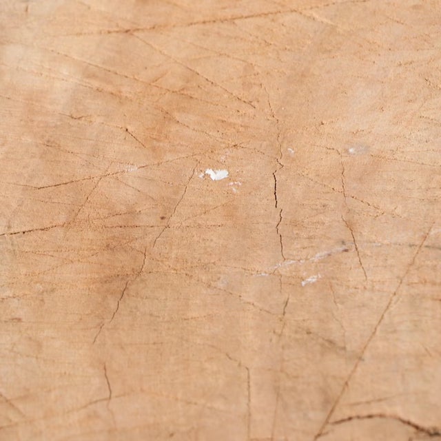 Rustic Rustic Round Wood Slice Painted Three-Legged Accent Table For Sale - Image 3 of 10