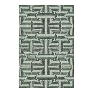 Knossos Hand-Tufted Maze Rug, Boxwood Green, 6x9 For Sale