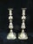 Pair of turn of the century English brass beehive candlestick holders with polished finish. 'Beehive' design characterized...