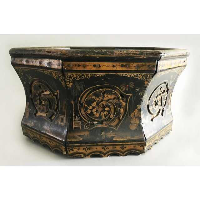 Chinoiserie Regency Chinoiserie Papier-Mâché Jardiniere For Sale - Image 3 of 8