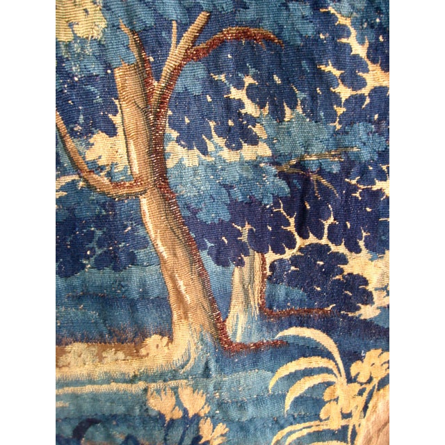 French Aubusson Verdure Country Side With a Lake and Castle 18 Century For Sale - Image 10 of 17