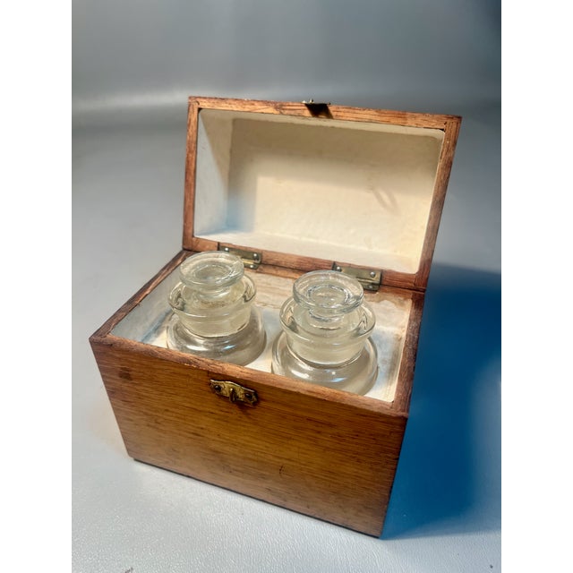 Brown Miniature Apothecary Tiger Oak With 2 W.T.&Co.Medicine Bottles 1800s For Sale - Image 8 of 9