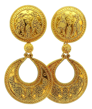 Vintage Ilias Lalaounis 18k Gold Ancient Revival Drop Earrings, Greece, A Pair
