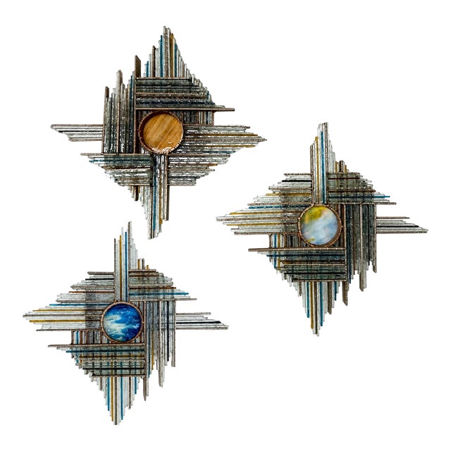 Hammered Glass Silver Iron Star Sconces by Biancardi, Italy, 1970s, Set of 3 For Sale