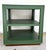 Original retail $2360, stylish Made Goods Modern Green Faux Ostrich Adeen Side Table, wood base, showroom floor sample
