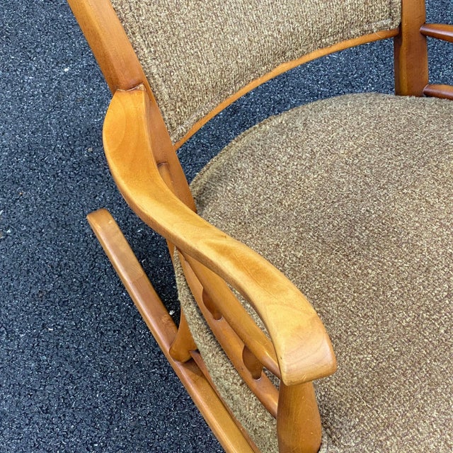 Mid-Century Modern Maple High Back Rocking Chair For Sale - Image 9 of 13