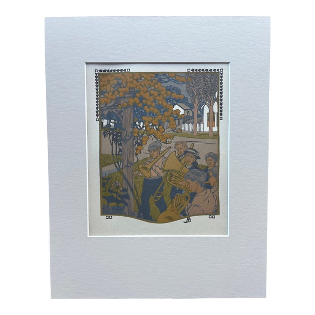 Gustave Bauman - "June" - "All the Year Round" Color Woodcut in 11x14 Mat, 1912 For Sale