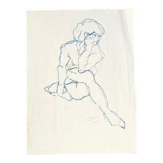 Pen and Ink Drawing of Female Nude. Signed and Dated. For Sale