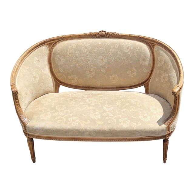 Fine Antique French Curved Side Settee For Sale