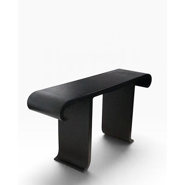 Wood Chic Chinese Style Grass Cloth Alter Console Table c.1970’s For Sale - Image 7 of 18