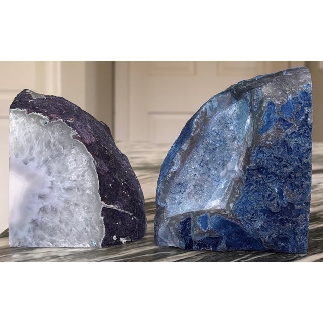 Vintage Natural Agate Book Ends Made in Brazil - a Pair For Sale - Image 9 of 12