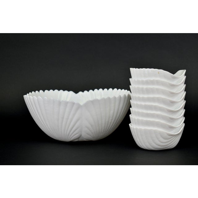 Mid Century Seashell Dessert or Punch Bowl Set For Sale - Image 6 of 9
