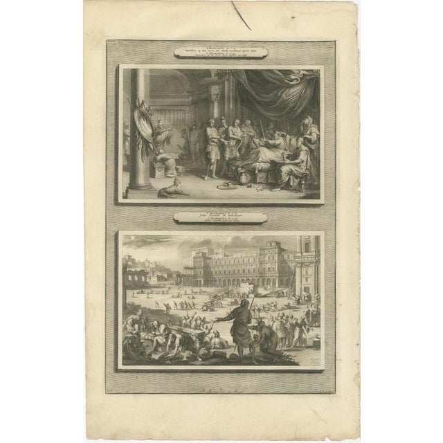 Baroque Pieter Mortier, Dying Mattathias and Judas Maccabeus Restores the Temple, 1700, Engraving For Sale - Image 3 of 12