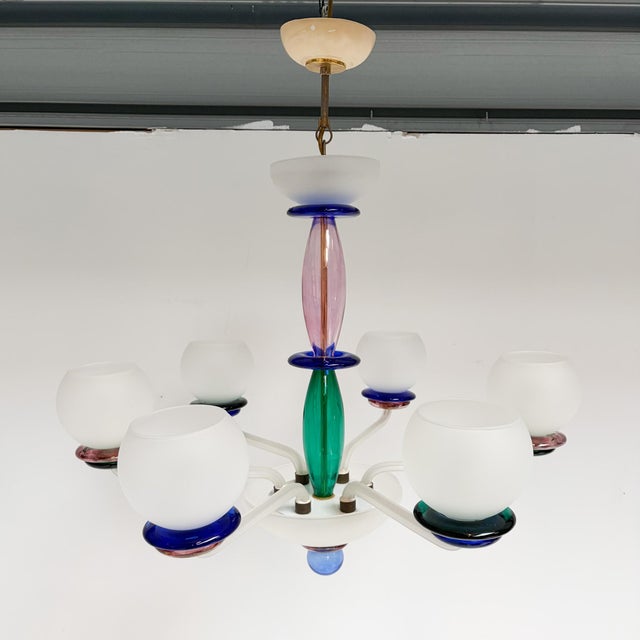 Italian Murano Glass Chandelier, 1960s For Sale - Image 9 of 18