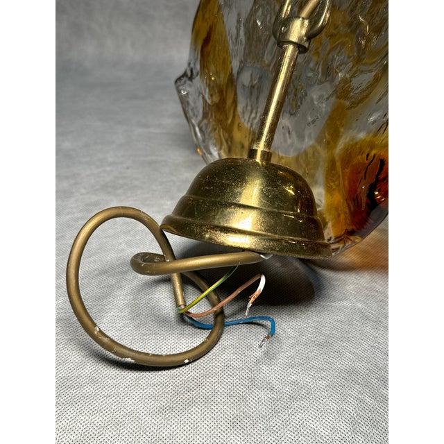Amber and Clear Murano Style Glass Pendant Lamp, 1970s For Sale - Image 11 of 14