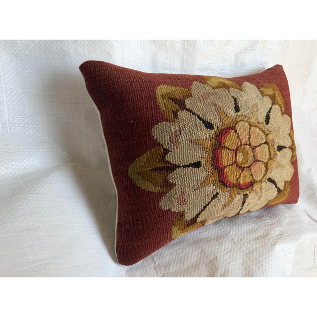18th Century French Aubusson Floral Tapestry Pillow For Sale - Image 4 of 7