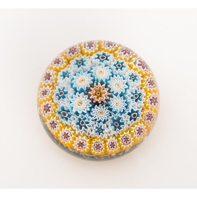 Yellow Collection of Seven Collection of Murano and French Millefiori Glass Paperweights For Sale - Image 8 of 16