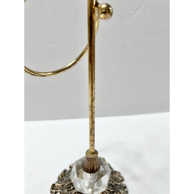1990s Vintage Brass Fingertip Towel Stand With Crystal Accent Base For Sale - Image 5 of 7