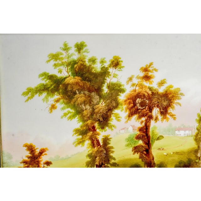 Pair Antique 19th Century Hand Painted Porcelain Plaques Rustic Victorian Pastoral Country Farm Scenes Wall Home Decor Art For Sale - Image 10 of 18