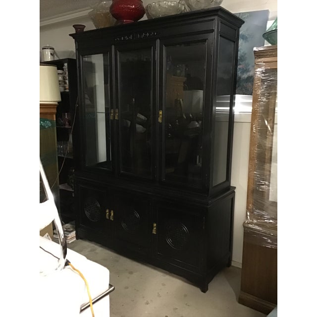 Mid Century Black Oriental China Hutch Chairish