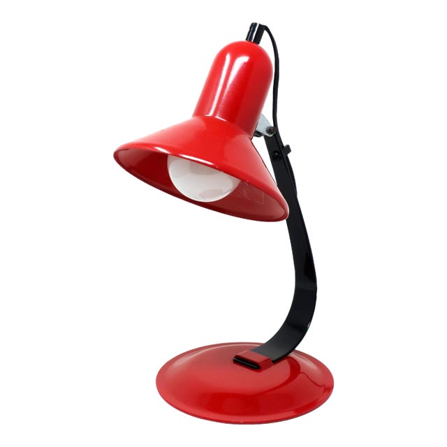 1980s Red & Black Metal Desk Lamp For Sale