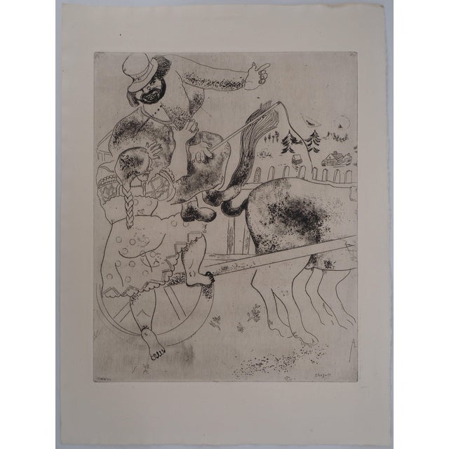 Marc Chagall, The Coachman Who Lost His Way, Original Signed Engraving For Sale
