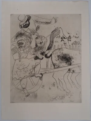 Marc Chagall, The Coachman Who Lost His Way, Original Signed Engraving