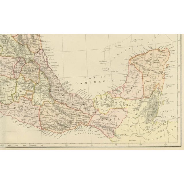Late 19th Century Antique Map of Mexico, 1882 For Sale - Image 5 of 6