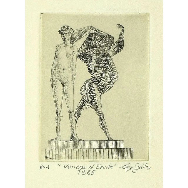 Leo Guida - Venus and Herakles- Etching - 1985 For Sale - Image 3 of 3