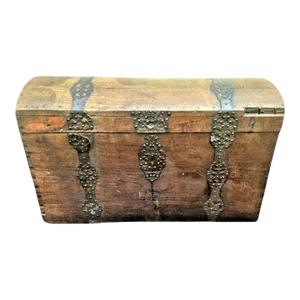 18th Century European Large Oak Immigrant Trunk - Signed and Dated 1793