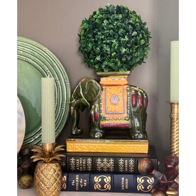 Asian Vintage Asian Elephant Tabletop Plant Stands - A Set of Two For Sale - Image 3 of 16