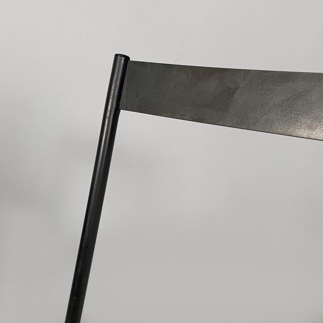 Metal Italian Modern Black Metal Chairs by Emilio Nanni for Fly Line, 1980s, Set of 4 For Sale - Image 7 of 18