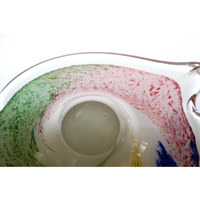 Blue Seguso Sommerso Murano Art Glass Triangular Bowl or Ashtray, Italy 1960's For Sale - Image 8 of 13