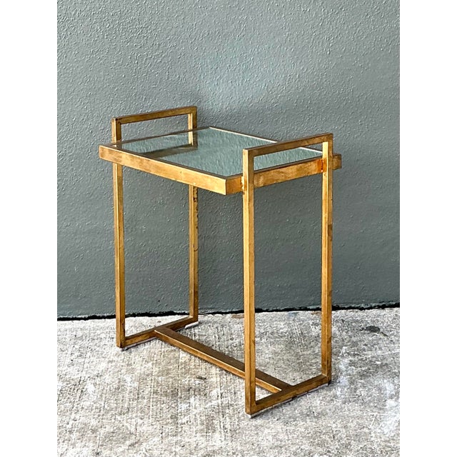 Vintage Metal and Mirrored Glass Side Table For Sale - Image 12 of 12