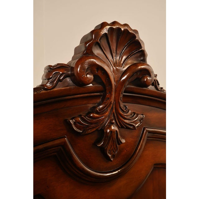Baroque Style King Size Mahogany High Back Carved Bed Frame For Sale - Image 13 of 18