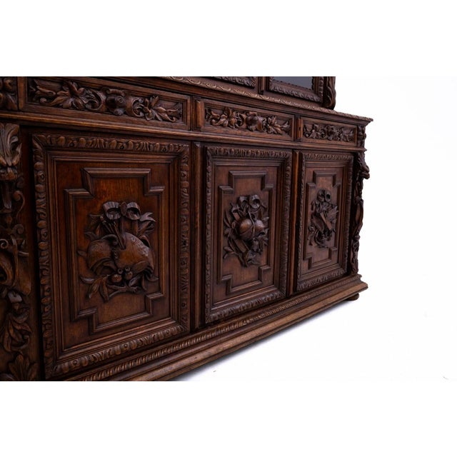 Antique French Neo-Renaissance Carved Oak Bookcase, 1880 For Sale - Image 18 of 18