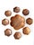A mid century carved wood bowl set including one large serving bowl and eight coordinating individual bowls, each formed...