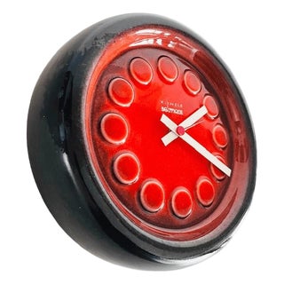 Vintage Space Age Fat Lava Ceramic Wall Clock from Kienzle, 1970s For Sale