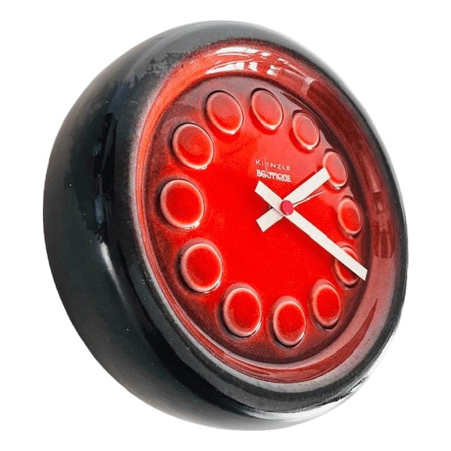 Vintage Space Age Fat Lava Ceramic Wall Clock from Kienzle, 1970s For Sale